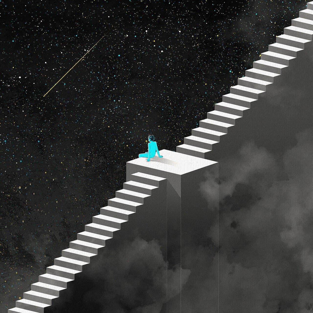 futuristic stairs in space